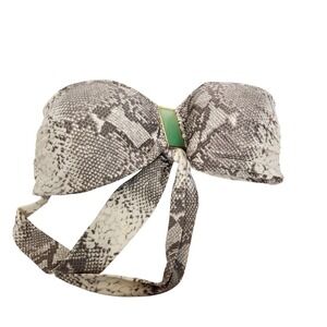 ViX Paula Hermanny Bikini Top Womens Large Gray Snake Bandeau Padded Swim Stone